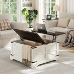 Furnideco Farmhouse Lift Top Coffee Table, Square Wood Center Table by FurnidecoFurniture