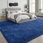 9x12 Area Rug Living Room Bedroom: Fluffy Plush Shag Carpet Blue | - Image 3
