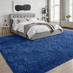 8x10 Area Rug Living Room Bedroom: Fluffy Plush Shag Carpet Blue | - Image 3