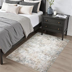 Area Rug Living Room: 3x5 Modern Washable Indoor Soft Carpet Brown | - Image 2