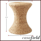 Casafield Hourglass Side Table, Water Hyacinth Round End Table, Boho Woven - Image 3