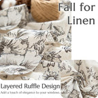 jinchan Ruffled Floral Valance Linen Shabby Chic Small Window Curtain 18 Inch - Image 3