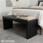 Bamboo Natural 36 inch Wooden Bench, Small Wood Benches - Image 2