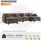 147'' Sectional Cloud Deep Seat Couch, Oversized Chenille U Shaped Sectional - Image 2