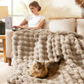L'AGRATY Faux Rabbit Fur Throw Blanket by LAGRATY