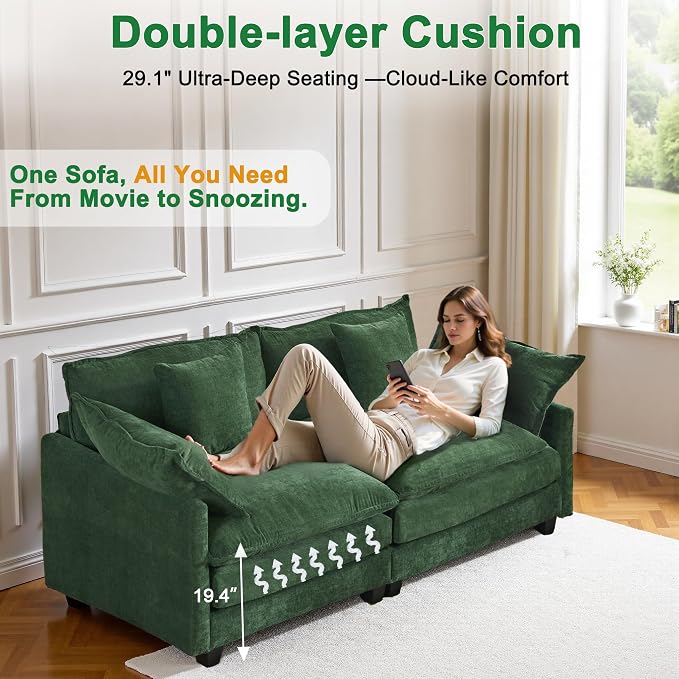 77" Cloud Chenille Sofa Set - Image 5