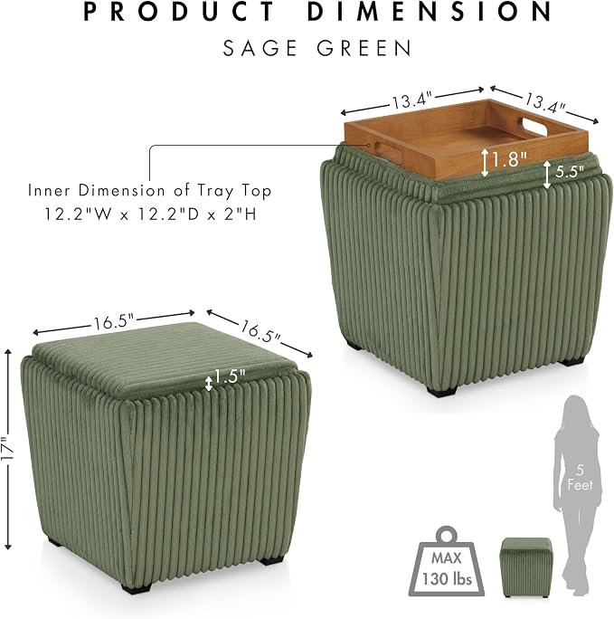 Furniture of America Lennox Modern Chenille 17-inch Square Storage Ottoman - Image 2