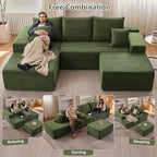 107" Comfy U-Shaped Sectional Modern Boneless Corduroy Couch - Image 7