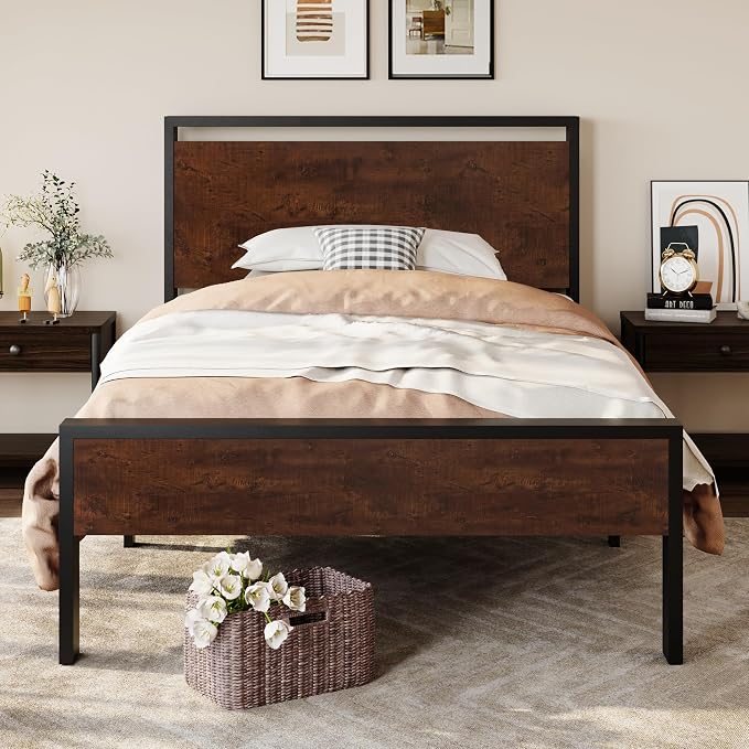 SHA CERLIN 14 Inch Twin Size Metal Platform Bed Frame - Image 3