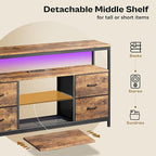 Huuger TV Stand Dresser with Power Outlets and LED Lights, 4 Drawers - Image 5