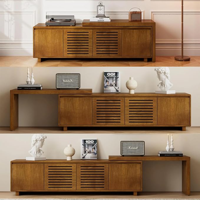 LKTART Mid Century Modern TV Stand, Extendable Entertainment Center - Image 3