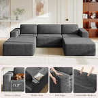 Vesgantti 119" Oversized U-Shaped Modular Sectional Sofa, Corduroy Cloud Couch - Image 7