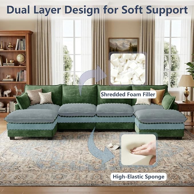 U Shaped Modular Sectional Sofa, Cloud Couch - Image 4