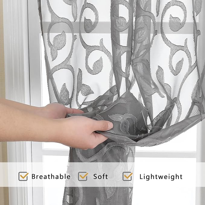 Furman Extra Long Sheer Charcoal Gray Curtains 96 inches Long - Image 6