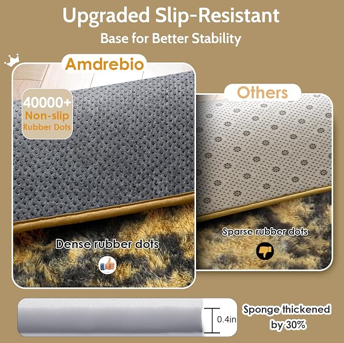 Amdrebio Black Gold Grey Fluffy Area Rug 5x7 - Image 6