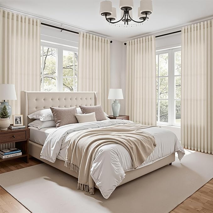 108 Inch Long Curtains for Living Room Birch Beige Linen Modern Farmhouse Decor - Image 7