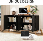59" Black Arched Sideboard Buffet Cabinet - Image 5