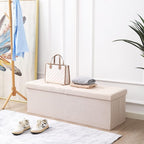 Shoe Storage Ottoman Foldable Seat Footrest Tufted Bench End of Bed Storage - Image 6
