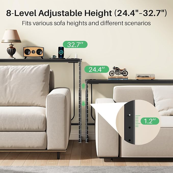 Kitstorack 2-Pack Black Console Table, 7.9" Deep Panel, Adjustable Height & - Image 4