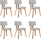 Armen Living Jaguar Mid-Century Dining Chair in Walnut Wood and Gray Fabric - Image 3