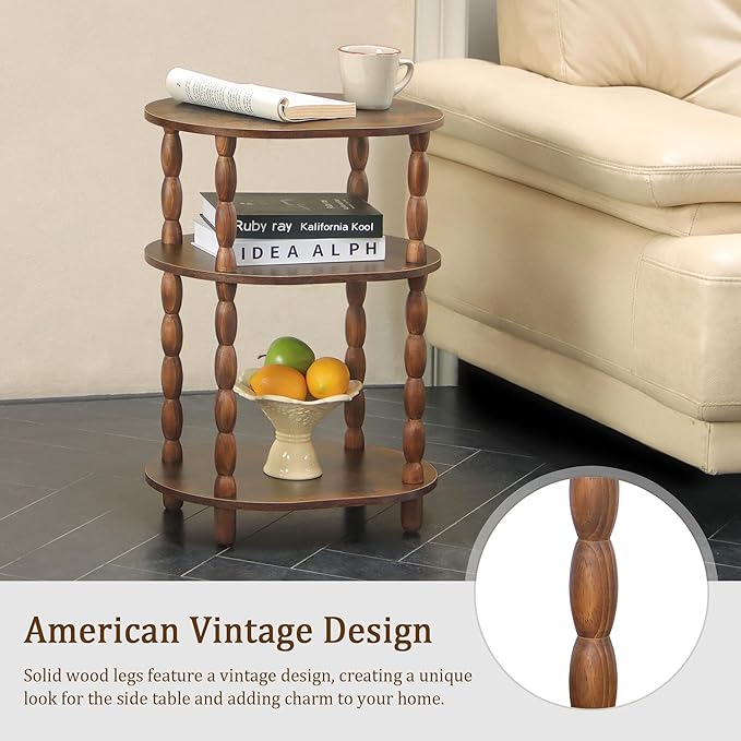 MaxSmeo Side Table with Charging Station, 3-Tier Small End Table with USB Ports - Image 6
