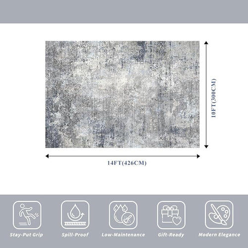 10x14 Area Rug for Living Room, Washable Modern Abstract Rug, - Image 2