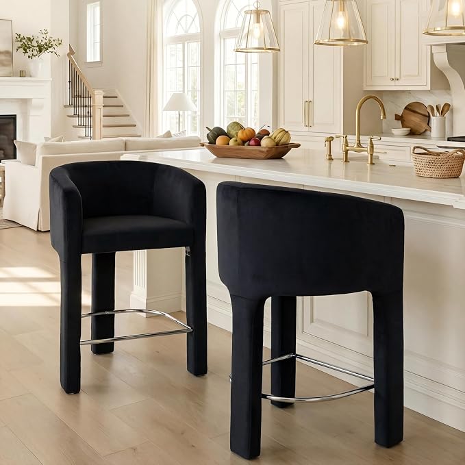 HNY Modern Counter Height Bar Stools Set of 2, Upholstered Barstools by HNY