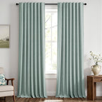 MIULEE 100% Blackout Linen Curtains 42 x 96 Inch Seafoam Green 2 Panels | by MIULEE