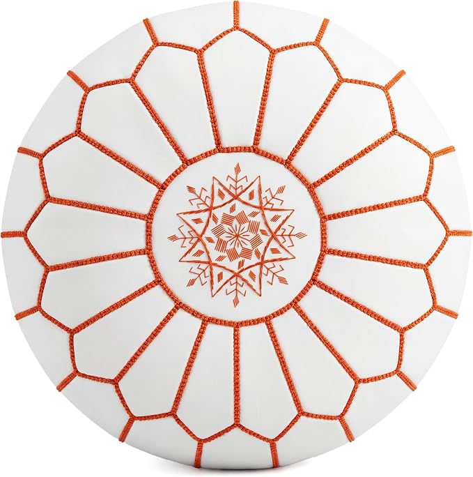 Marrakesh Gallery Genuine Leather Round Pouf Unstuffed - Image 2