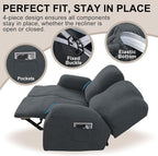 Recliner Loveseat Covers, 4-Piece Stretch Geometric Strokes Jacquard Reclining - Image 4