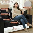 Convertible 5 in 1 Futon Sofa Bed Full Size, Corduroy Boneless Couch Sleeper - Image 4
