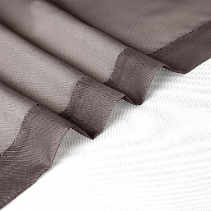 Chyhomenyc Sheer Curtains 63 Inch Length 2 Panels, Chocolate | Light Filtering - Image 7