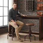 Topower Antique Vintage Industrial Barstool PU Leather Water Pipe Fire Hydrant - Image 8