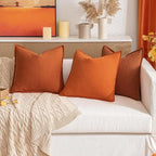 MIULEE Decorative Linen Euro Sham Pillow Covers 26x26 Rust | Boho Farmhouse​ - Image 8