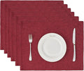BALCONY & FALCON Placemats Set of 6 Faux Linen Cloth Place Mats Washable by BALCONYFALCON