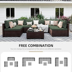 UPHA 7 Pieces Patio Furniture Sets, Wicker Outdoor Sectional Sofa Couch - Image 4