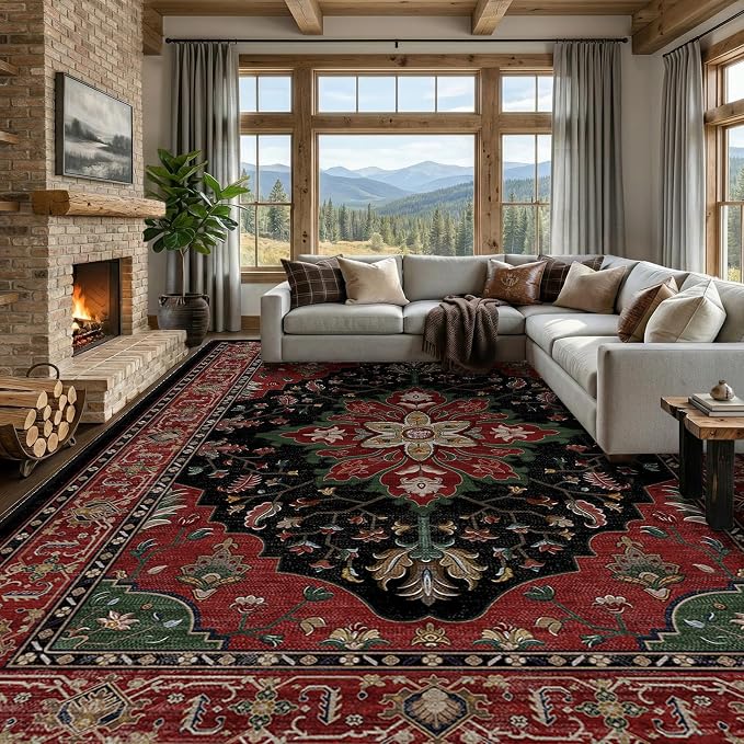 RELEANY Washable Area Rug, Large 9'x12', Water Repellent, Pet Friendly by RELEANY