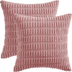MIULEE Corduroy Decorative Throw Pillow Covers 16x16 Blush Pink Pack of 2 | - Image 6