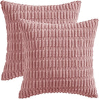 MIULEE Corduroy Decorative Throw Pillow Covers 18x18 Blush Pink Pack of 2 | - Image 6