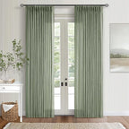Sage Green Pinch Pleat Semi Sheer Linen Curtains 108 Inches Long 2 Panels | by Twodrapes