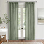 Sage Green Pinch Pleated Linen Light Filtering Curtains 80 Inches Long | Semi by Twodrapes