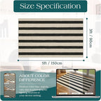 Black and White Striped Entry Rug, 3x5 Non-Slip Indoor Outdoor Rugs | Washable - Image 6