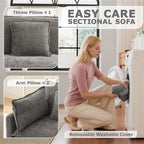 Modular Sectional Sofa Cloud Couch, Deep Seat Washable Chenille Fabric Sofa - Image 6