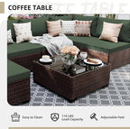 UPHA 9 Pieces Patio Furniture Sets, Wicker Outdoor Sectional Sofa Couch - Image 5