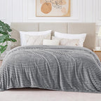 BEDELITE 3D Ribbed Jacquard Grey Blankets Queen Size - Image 6