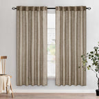 MIULEE Taupe Grey Linen Curtains 52x72 Inch Length 2 Panels by MIULEE