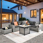ovios 7 Pieces Patio Furniture Set, Outdoor Wicker Sectional Sofa by OVIOS