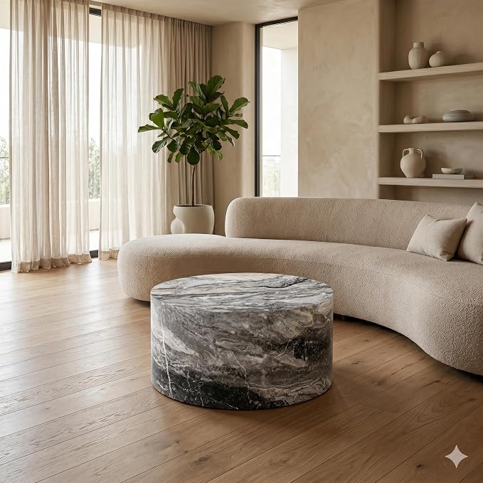Round Coffee Table Living Room Table - Image 9