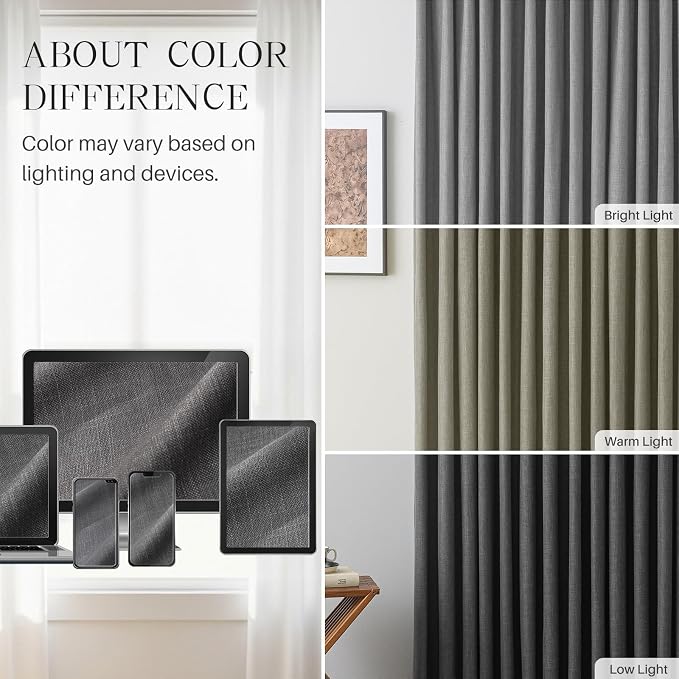 Pinch Pleated Linen Curtains 100% Blackout 84 Inches Long - Image 9