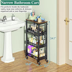 OKZEST Utility Slim Storage Cart, 4-Tier Narrow Bathroom Organizer and Storage - Image 5